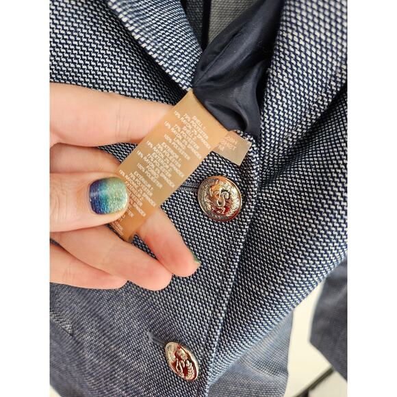 Tommy Hilfiger Womens Sz 8 Suit Jacket Blazer w/ Elbow Patches Light Blue Preppy - Picture 3 of 5